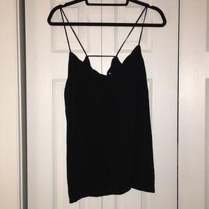 Black scallop trim tank top